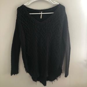 Distressed Knit Sweater in Black